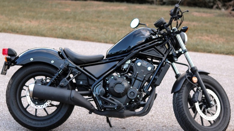 a black Honda Rebel 500