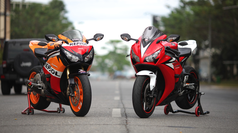 Two Honda CBR 1000 models at an event
