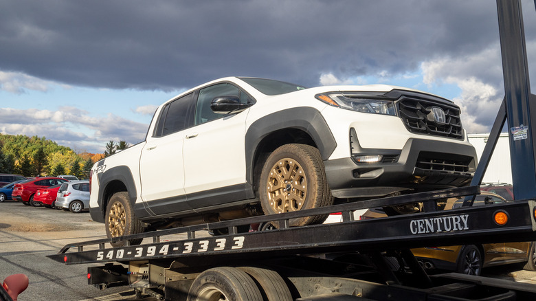 2021 Honda Ridgeline Sport unloaded off a tow truck