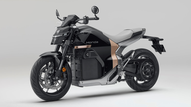 Honda's new WN7 all-electric motorcycle side view
