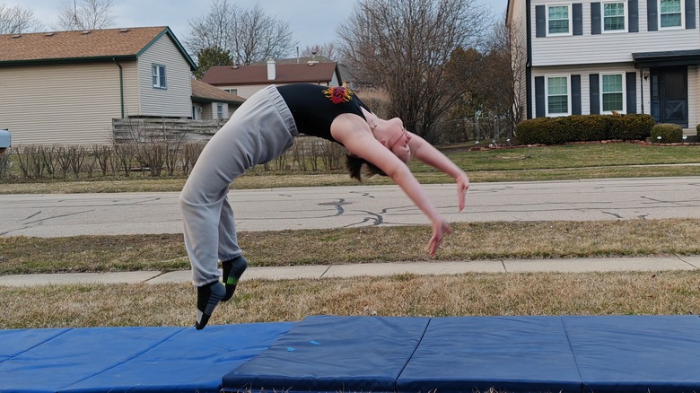 woman performing gymnastics