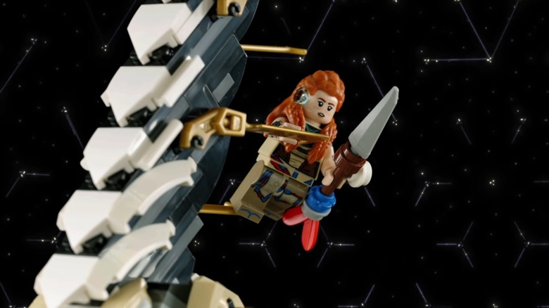 Aloy climbing LEGO Tallneck