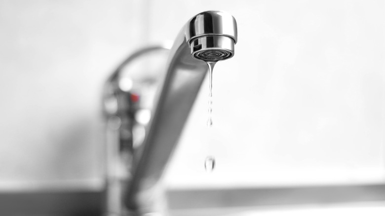 Water dripping from a faucet