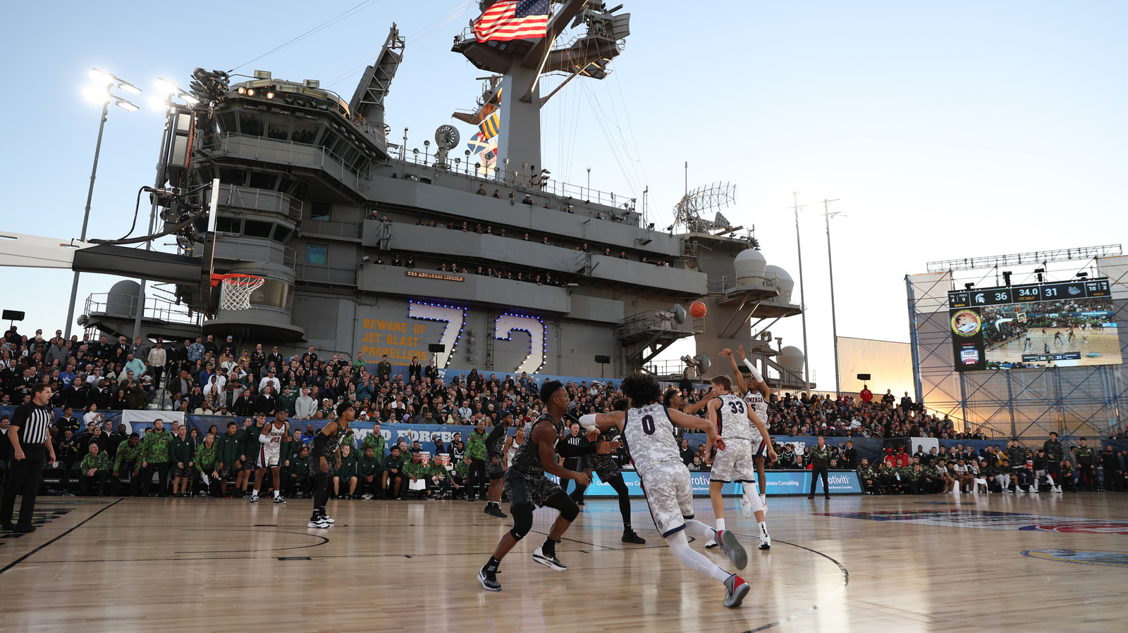 How A US Aircraft Carrier Became The Court For A College Basketball Game