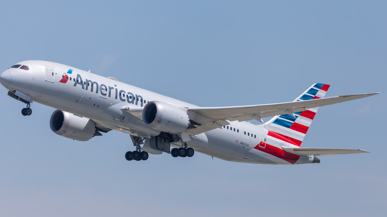American Airlines plane mid-air.