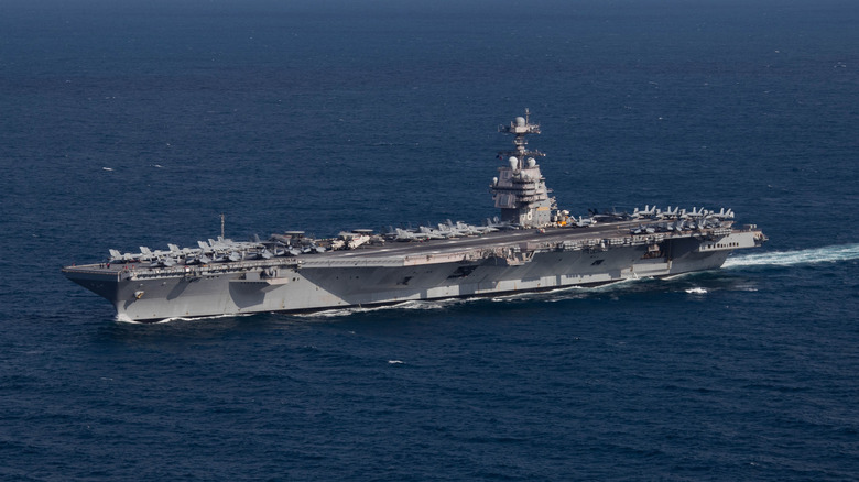 USS Gerald R. Ford underway in the Atlantic Ocean