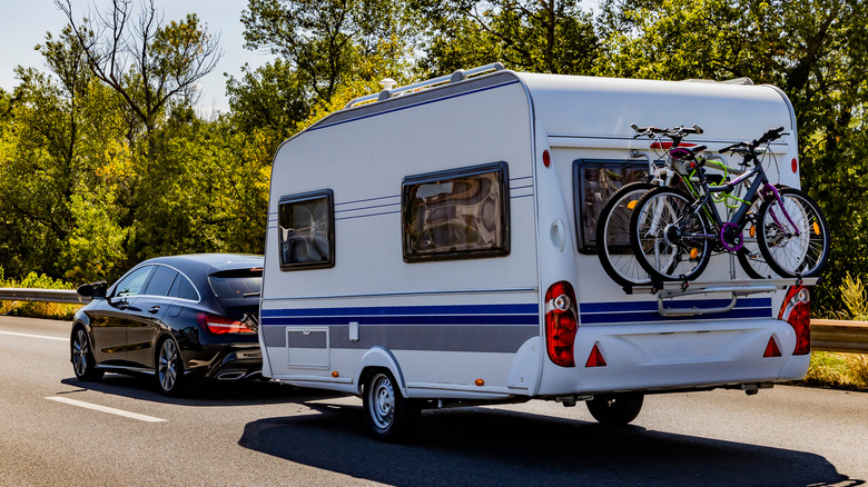 Car towing camper