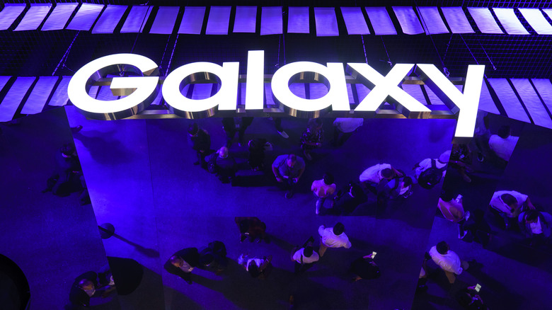 Samsung's Galaxy logo at a launch event.