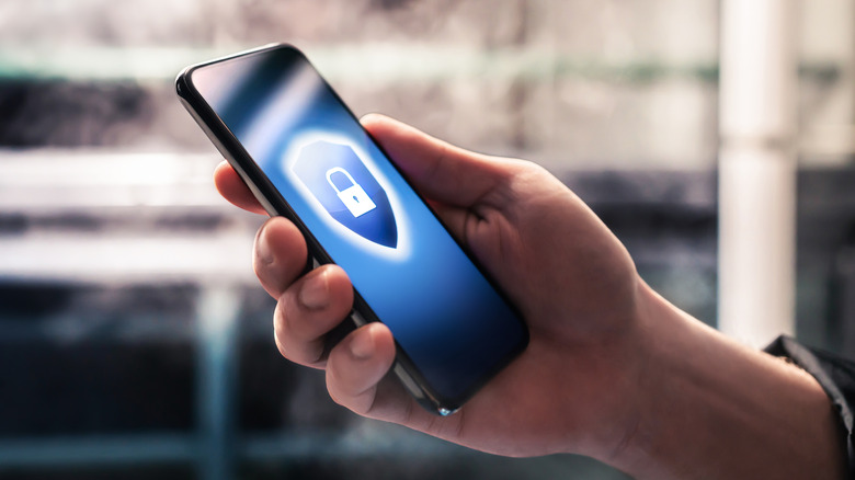 Lock symbol shown on smartphone screen