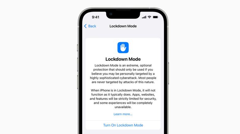 Lockdown mode on an iPhone.