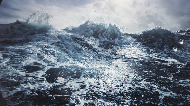 An image of rough seas with large waves.