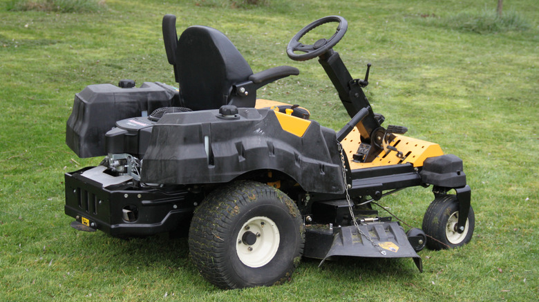 A shot of a rear engine mower