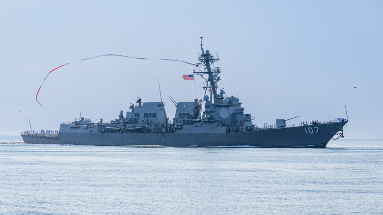 Destroyer USS Gravely while on the sea