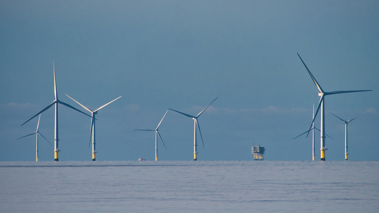 A wind farm off the coast of Bristol in the UK