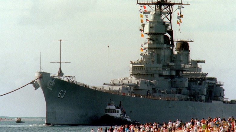 USS Missouri entering Pearl Harbor