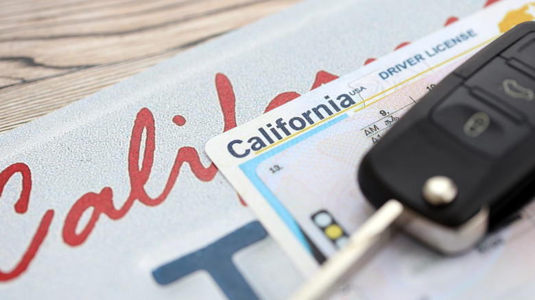 California plates with car key and license
