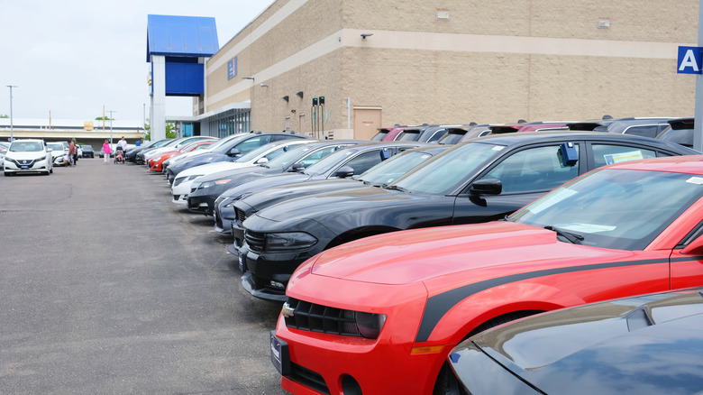 Cars lined up for sale at dealership