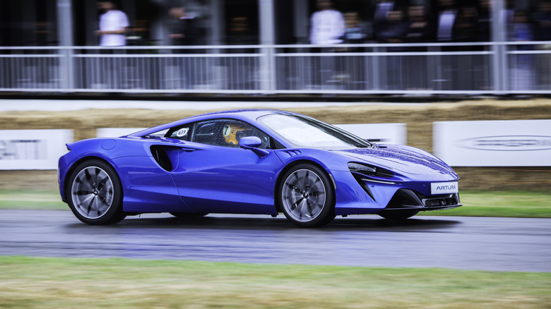 Blue McLaren Artura at the 2022 Goodwood Festival of Speed