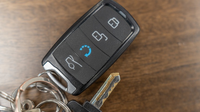 Key fob attached to keys