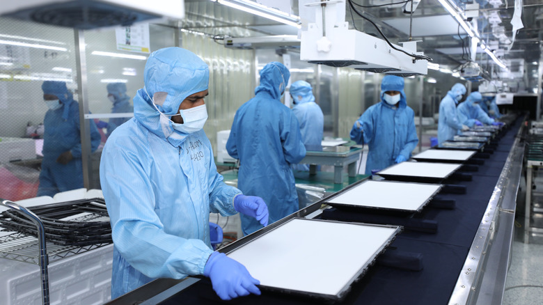 LCD TV manufacturing in a factory