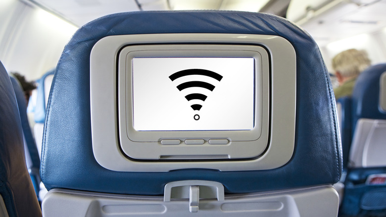 Wi-Fi icon on airplane seatback