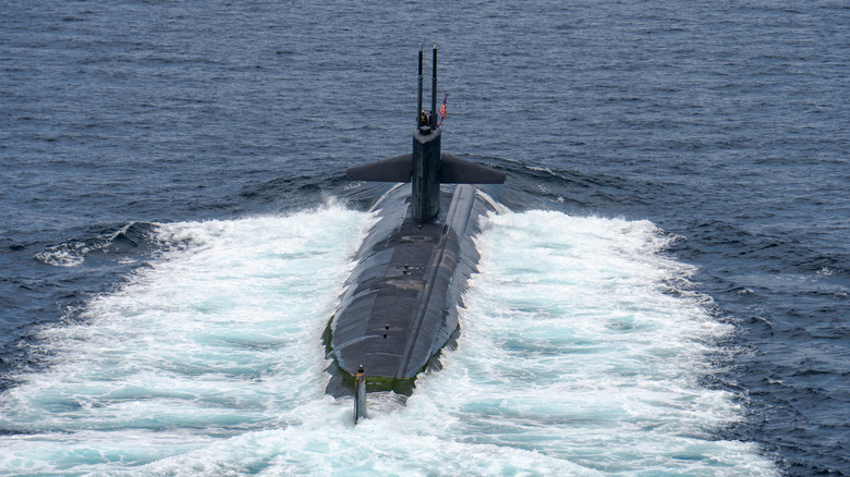 The USS Louisville fast-attack sub on the surface