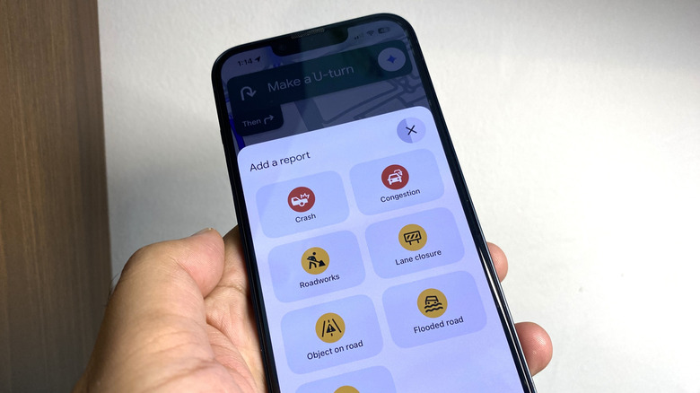 adding incident reports on Google Maps on a smartphone