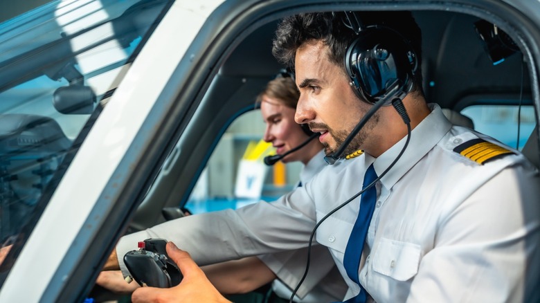 Pilots in the cockpit
