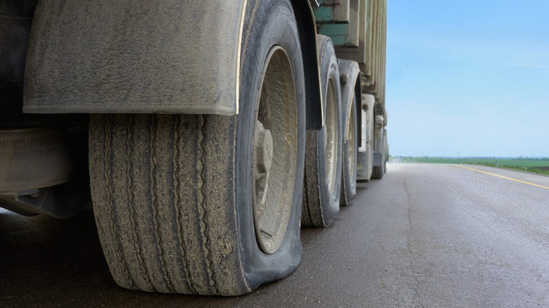Flat tires on a large truck