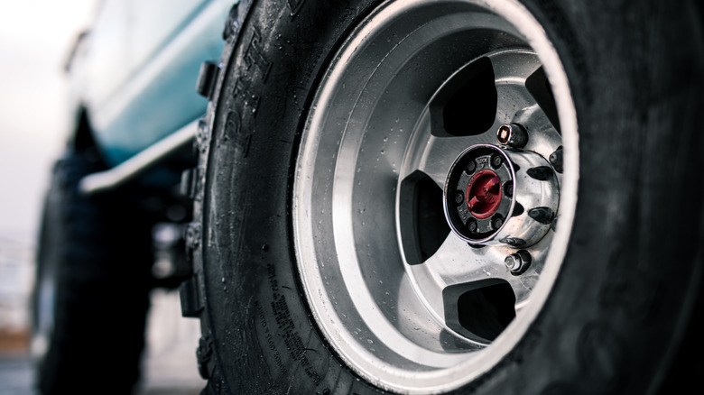 A close-up shot of a locking wheel hub switch shown on wheel