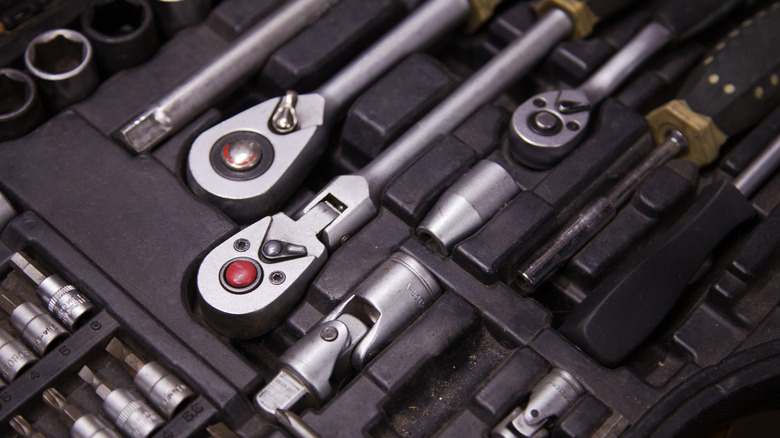 Ratchet tools in a tool box