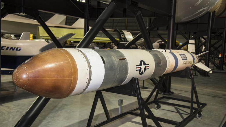 Vought ASM-135A ASAT on display in a USAF museum