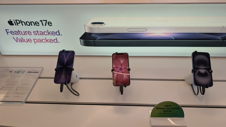 iPhone 17e models on display