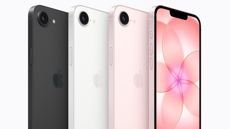A press release image of the iPhone 17e in different colors