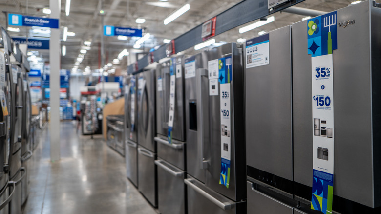 Whirlpool-branded refrigerators on display at a Lowe's Home Improvement store in Austin, Texas.