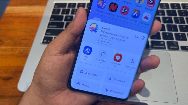 Enabling VPN in Opera for Android.