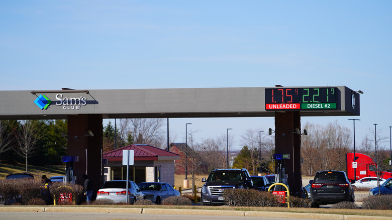 Sam's Club gas station displaying gas prices.