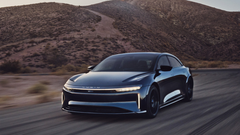 Lucid Air being driven on a test track