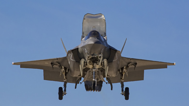 F-35B Lightning with open vent while hovering