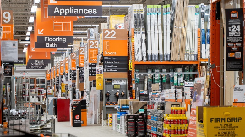 Interior view of Home Depot hardware store aisle
