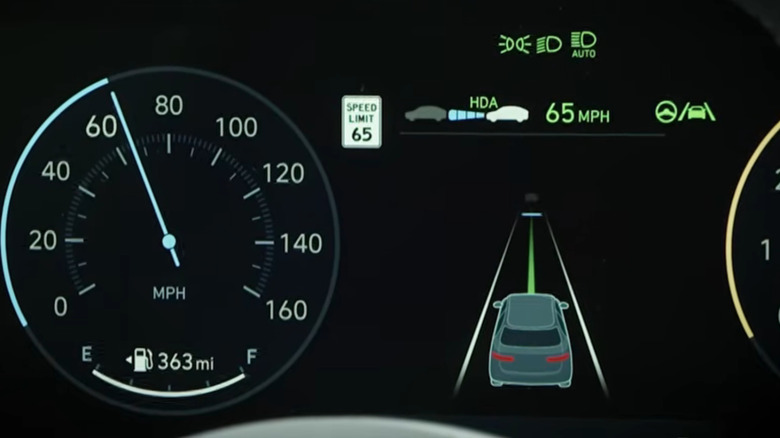 Speed limit sign on car dashboard
