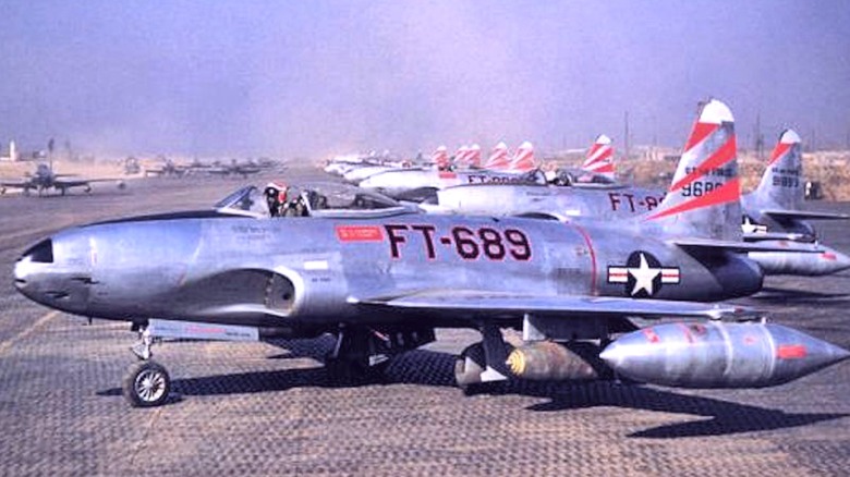 Several F-80C-10-LO Shooting Stars parked