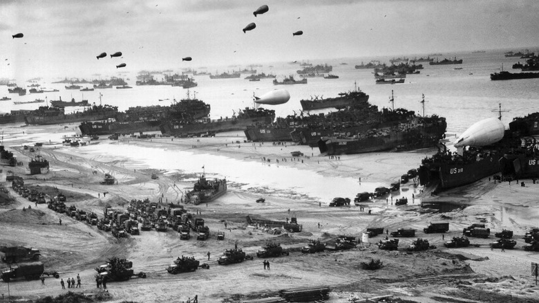 Normandy beaches during the war