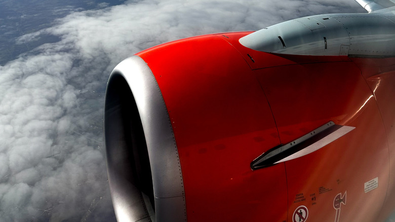 engine and wing close up on plane