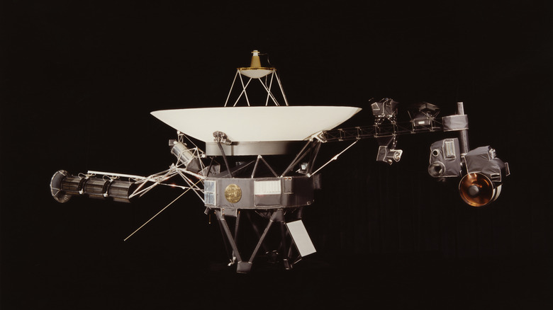 NASA Voyager 1 probe  shown on black background
