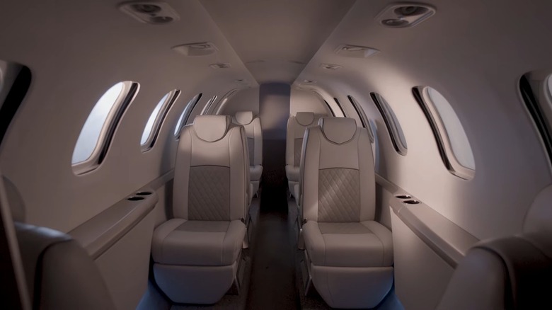 The interior cabin of the HondaJet Echelon
