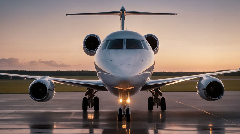 private jet on runway