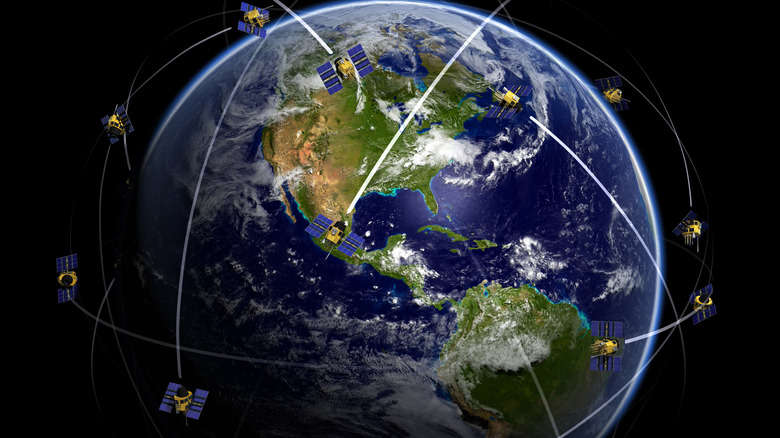 GPS satellites orbiting the Earth