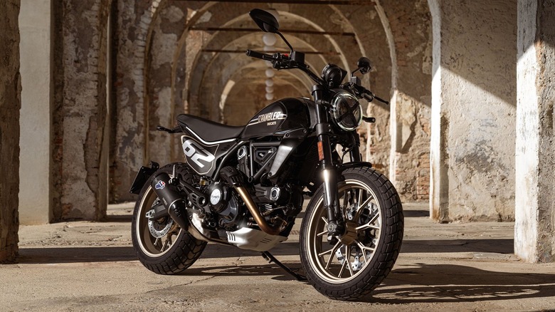 All Black Ducati Scrambler on display