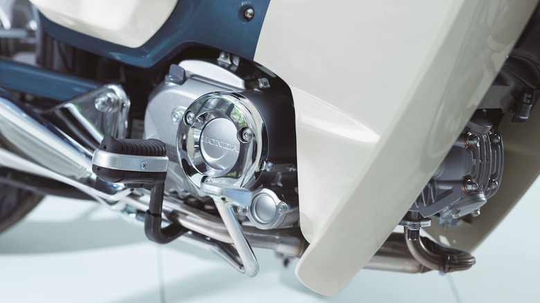 Close up of Honda Super Cub C125 engine